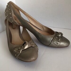 Joan & David Metallic Leather Kitten Heels 9-1/2M